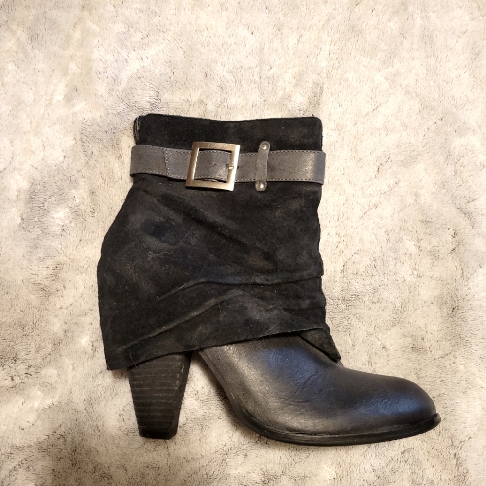 Envy Black Leather Heeled Booties, US Womens 9 - Picture 2 of 5